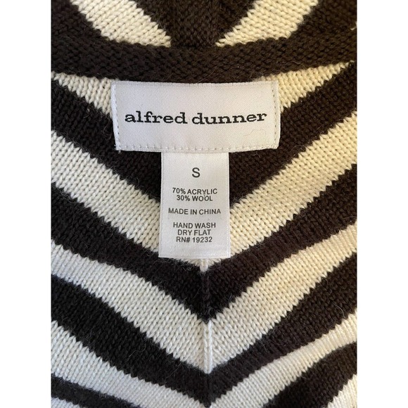 Alfred Dunner Chevron Open Cardigan Beige And Brown Size Small - Picture 3 of 8